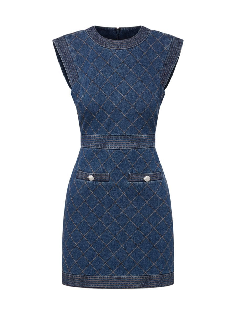 Veronica Beard Ginny Topstitched Denim Minidress | Saks Fifth Avenue | Saks Fifth Avenue