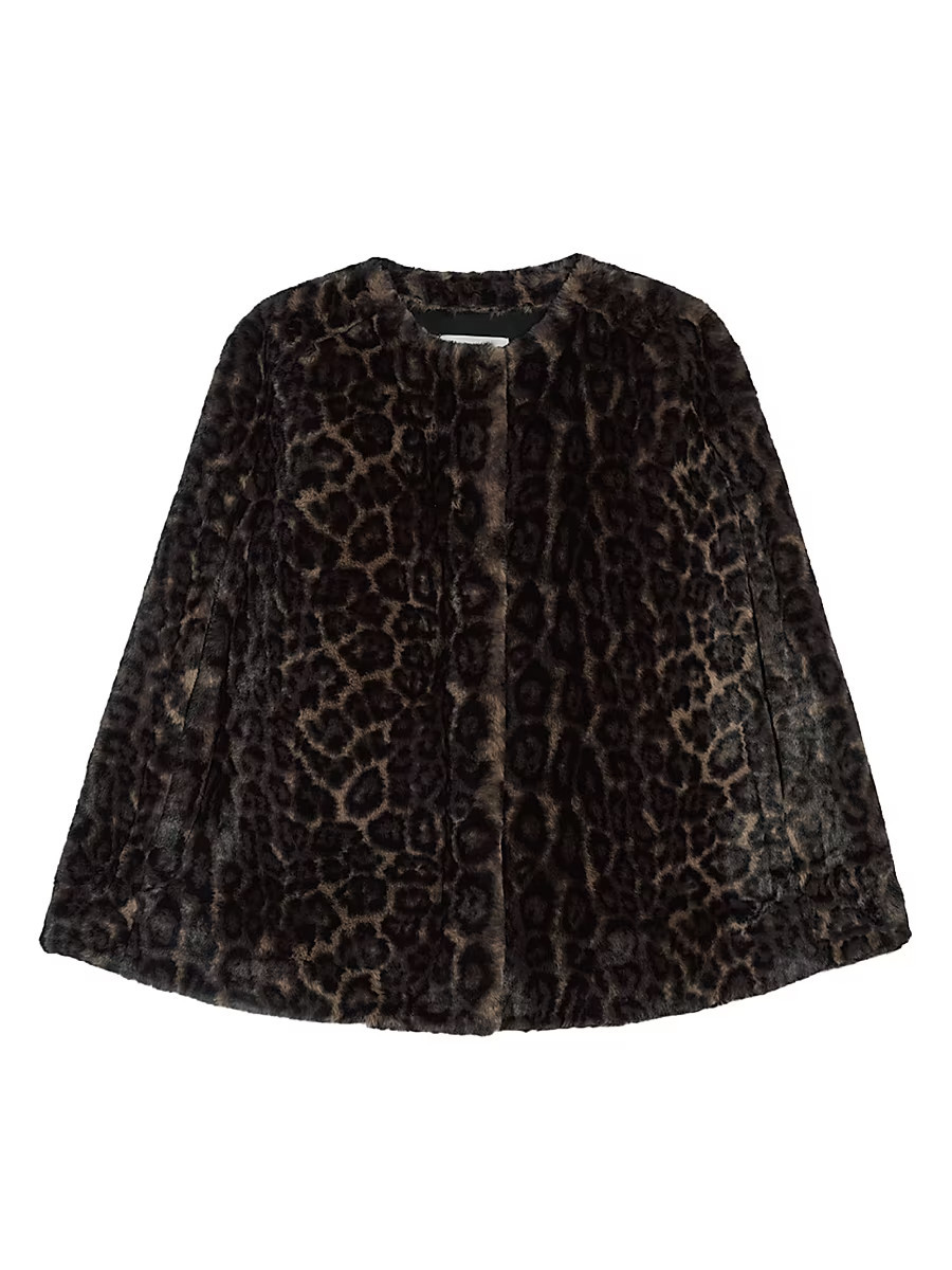Women's Sloane Printed Faux-Fur Cape - Dark Leopard - Size Medium | Saks Fifth Avenue