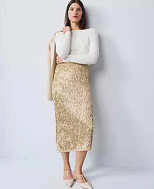 Sequin Column Midi Skirt | Ann Taylor