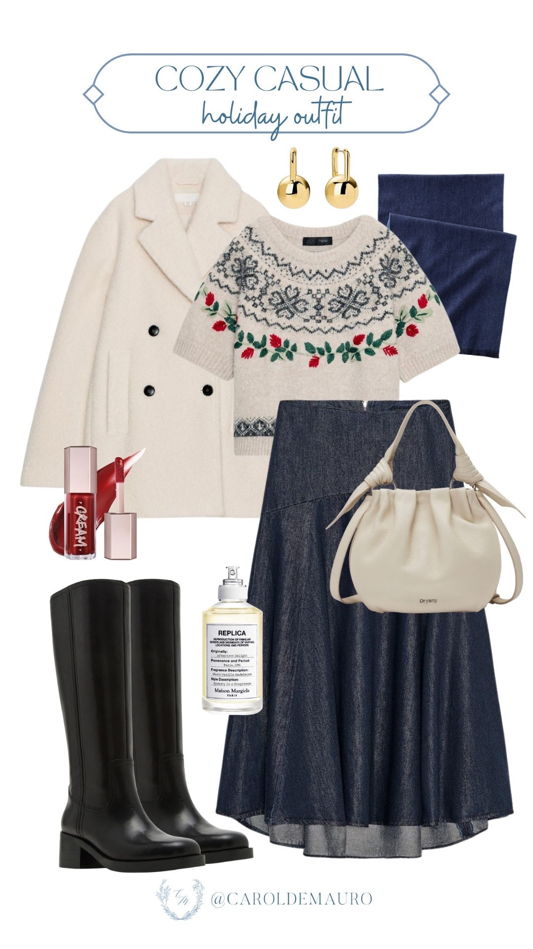 Here's exactly what you need for that holiday party where you still want to feel comfortable but chic. Just throw on those knee-high boots with a denim flowy skirt and that gorgeous cream coat, and you're ready for any festive gathering!

cozy outfit, holiday look, winter accessories, christmas look, fashion inspo, casual chic, wardrobe refresh, seasonal style

#LTKFindsUnder50 #LTKSeasonal #LTKU