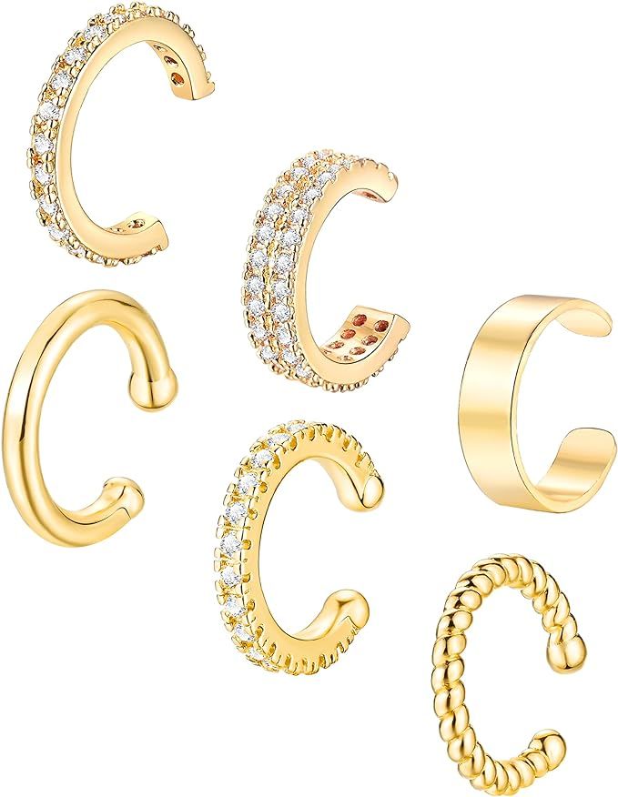 6Pcs Ear Cuff for Women 14K Gold Plated Cuff Earrings for Girls Gold Ear Cuffs Non Pierced Ear Cl... | Amazon (US)