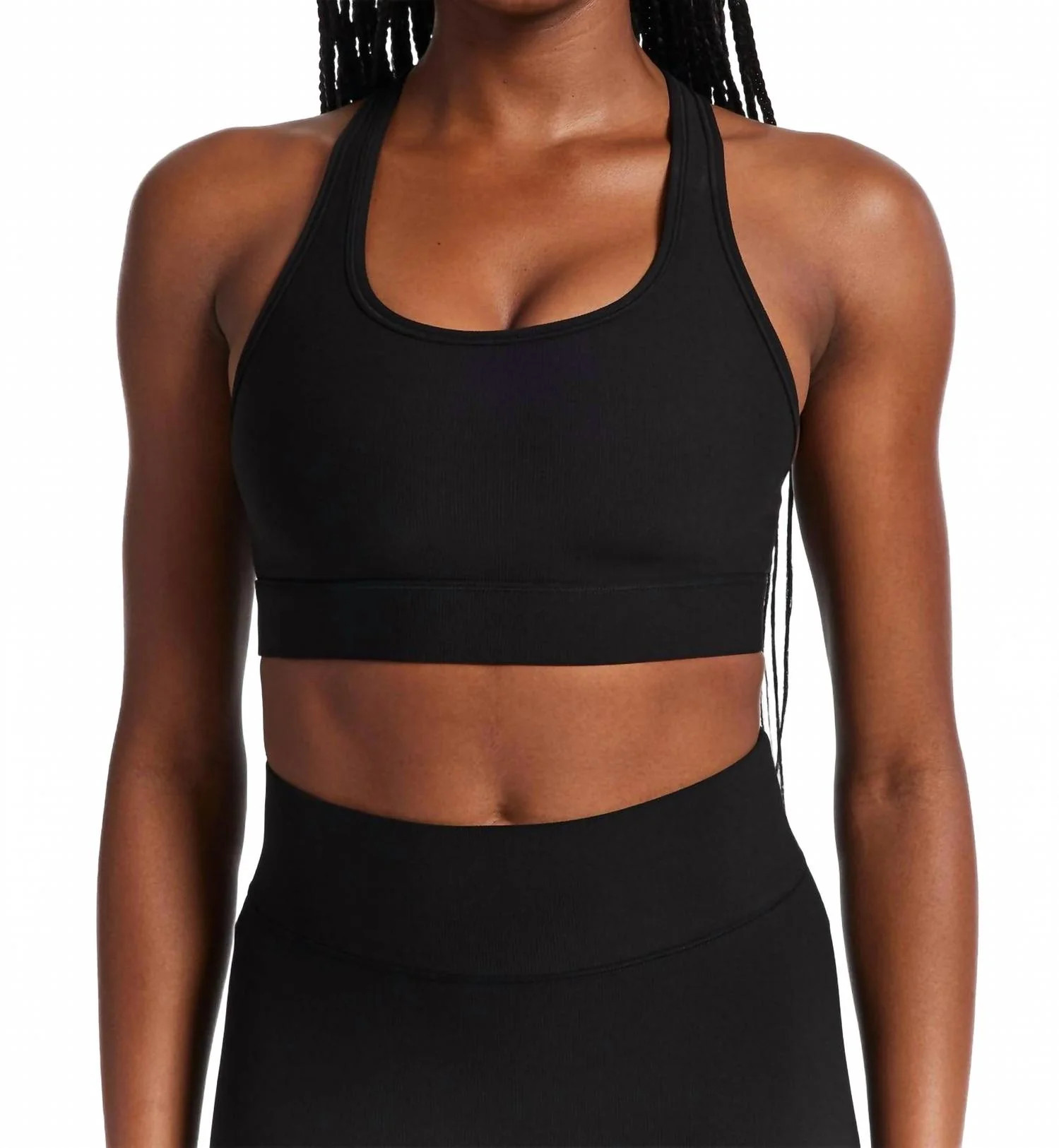 Center Stage Rib Sports Bra In Black | Shop Simon