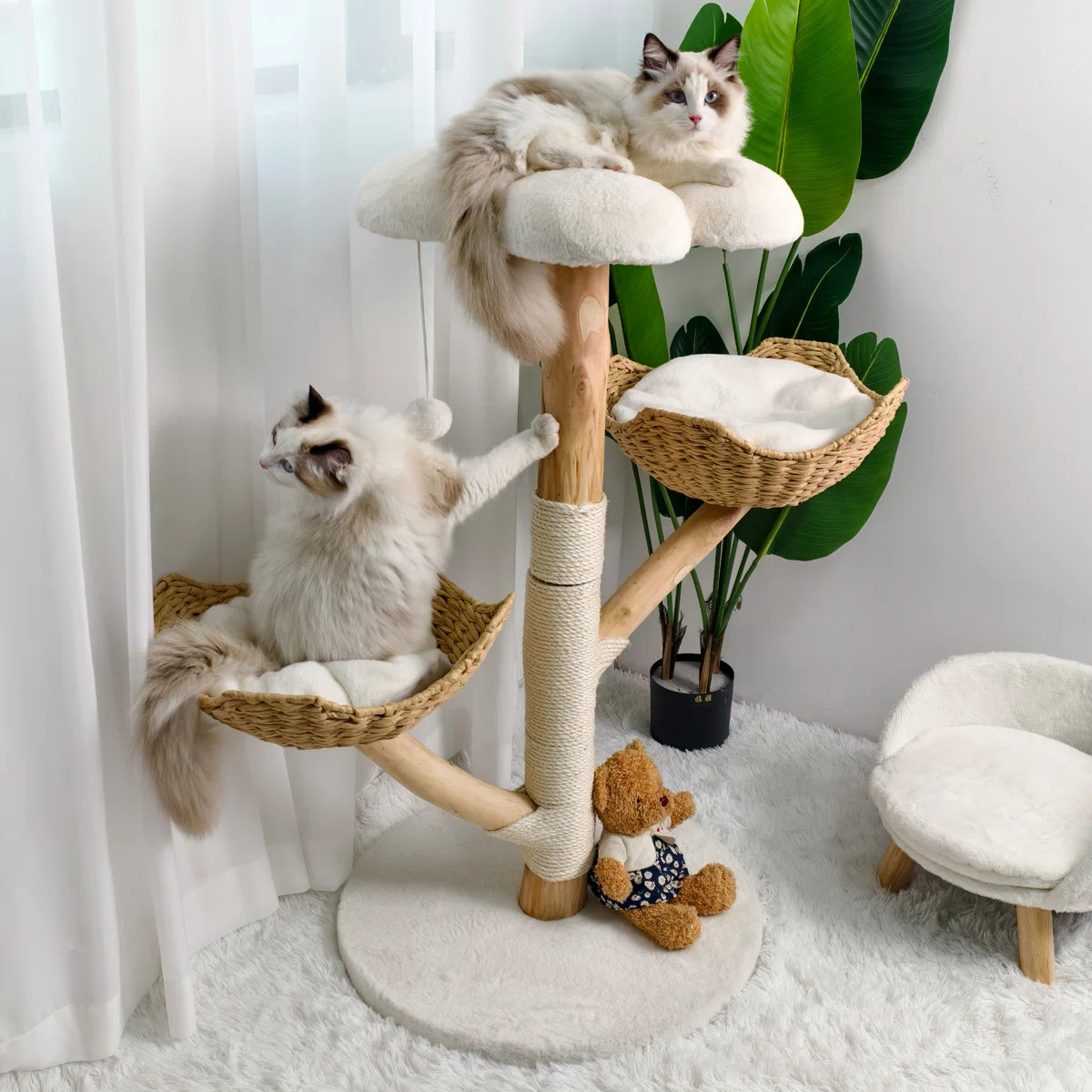 Real Wood Modern Westin Tower For Indoor Cats Large Adult, Wooden Cat Tower With Scratching Post ... | Wayfair North America
