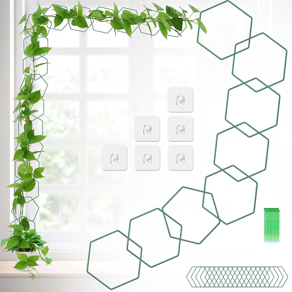 18 PCS Chain Trellis for Climbing Plants, DIY Hexagonal Plant Support Kit for Indoor or Outdoor, ... | Amazon (US)