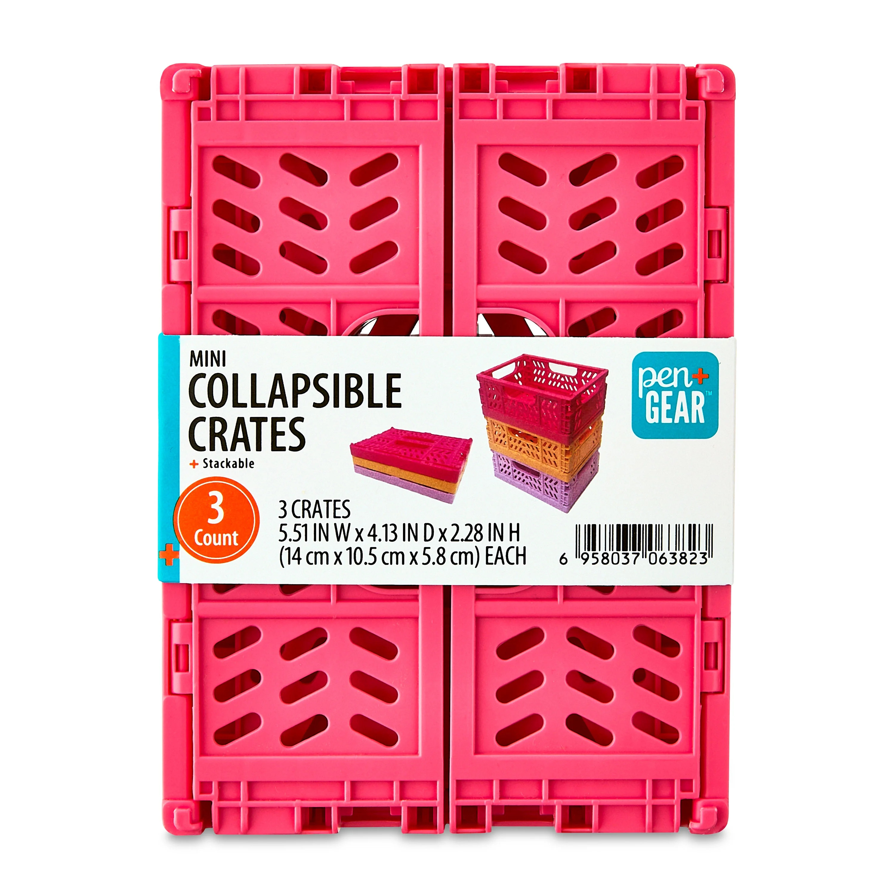 Pen+Gear Mini Collapsible Crate, Assorted Pink Colors,Plastic Materials, Size 5.51" x 4.13" x 2.2... | Walmart (US)