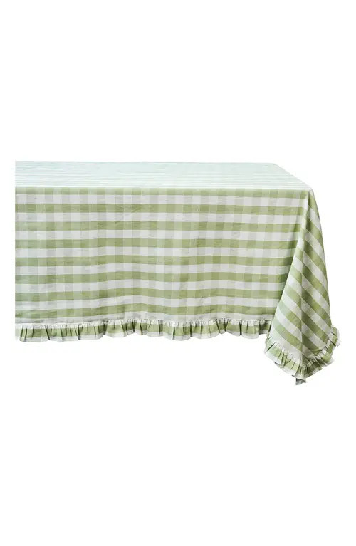 Juliska Gingham Ruffle Cotton & Linen Tablecloth in Seagrass at Nordstrom | Nordstrom