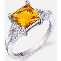 Yellow Topaz Ring Sterling Silver Engagement For Women Princess Cut November Birthstone | Etsy (UK)