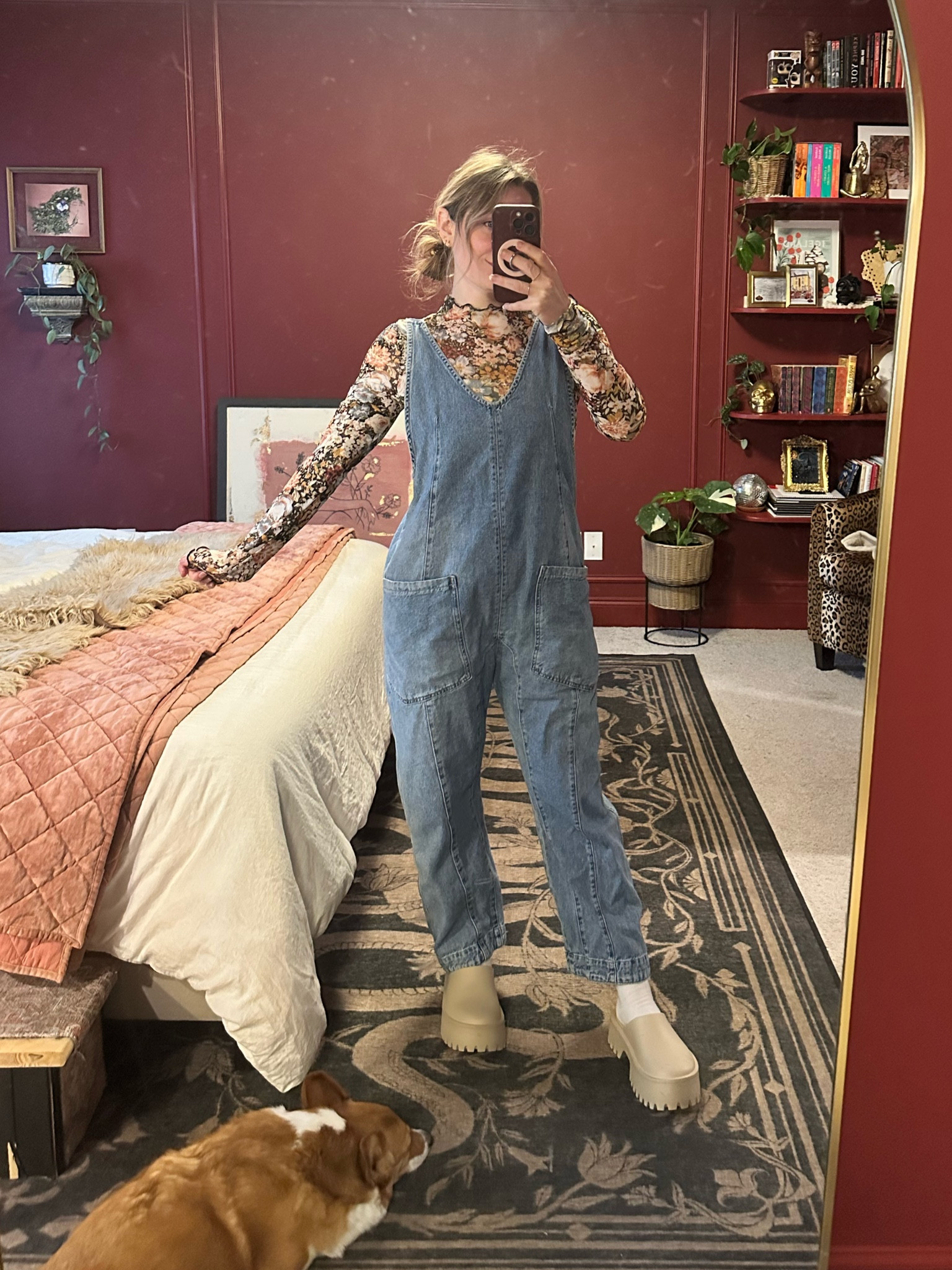 Easy cute work outfit.
Denim Jumpsuit- S, oversized
Mesh floral top- S


#LTKStyleTip #LTKPetite #LTKFindsUnder100