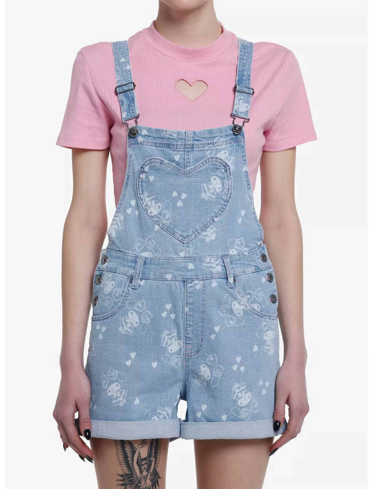 My Melody Hearts Denim Shortalls | Hot Topic
