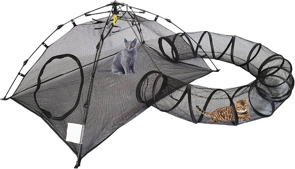 Outdoor Cat Enclosures Cat Tent Outdoor Pop Up Pet Playpen with One Cat Tunnels Portable Cat Play... | Amazon (US)