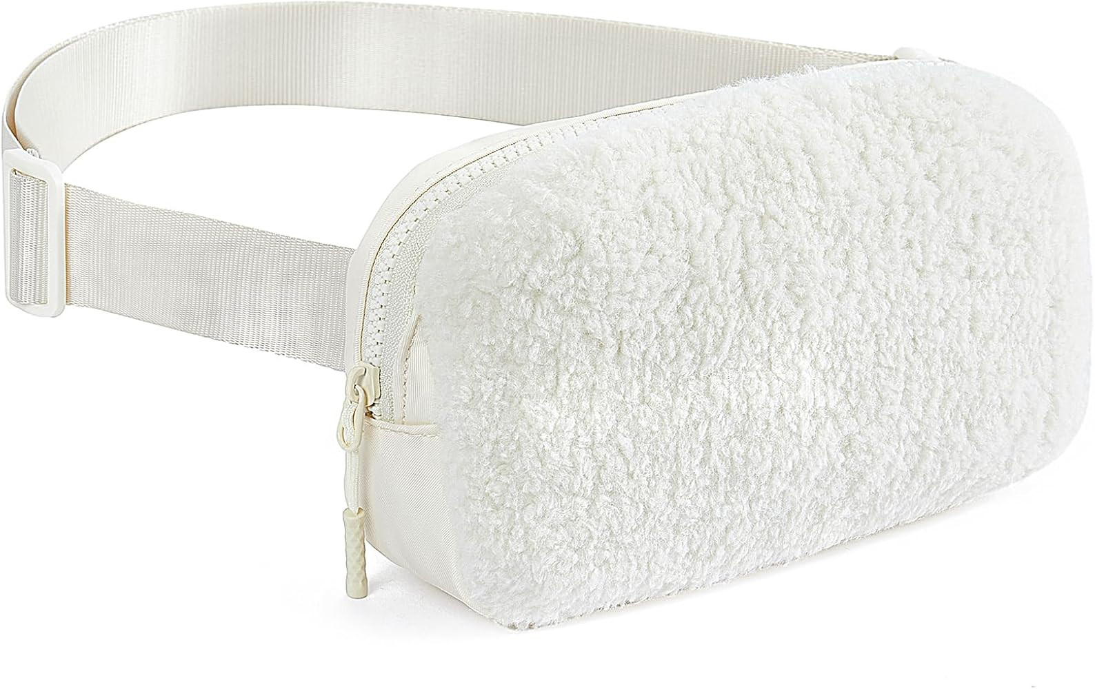 Telena Belt Bag for Women Men Fashionable Crossbody Fanny Pack for Women Trendy Waist Bag with Adjustable Strap Fleece White | Amazon (US)