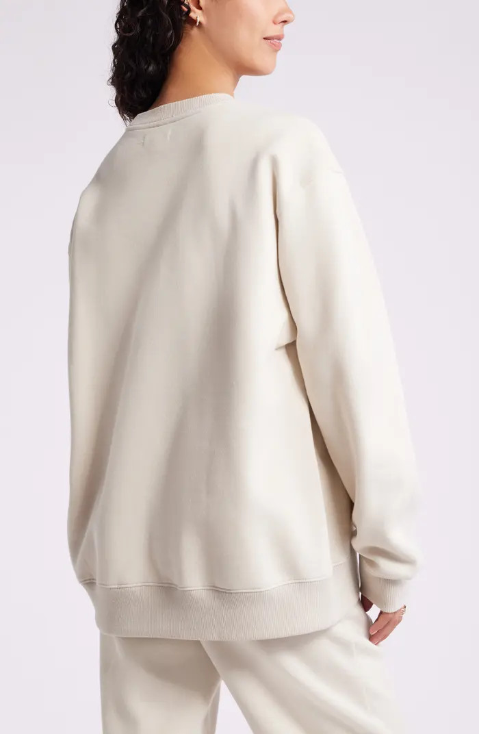 Fleece Detail Oversize Crewneck Sweatshirt | Nordstrom