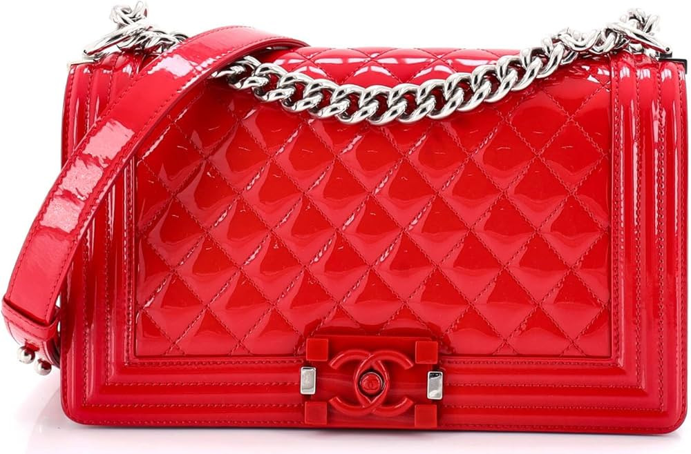 Amazon.com: Chanel, Pre-Loved Boy Flap Bag Quilted Plexiglass Patent Old Medium, Red : Amazon Lux... | Amazon (US)