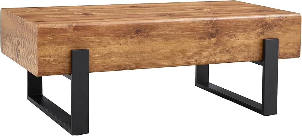HMFULE Modern Coffee Table Minimalist with Metal Legs, 47" Large Coffee Table for Living Room, Ru... | Amazon (US)