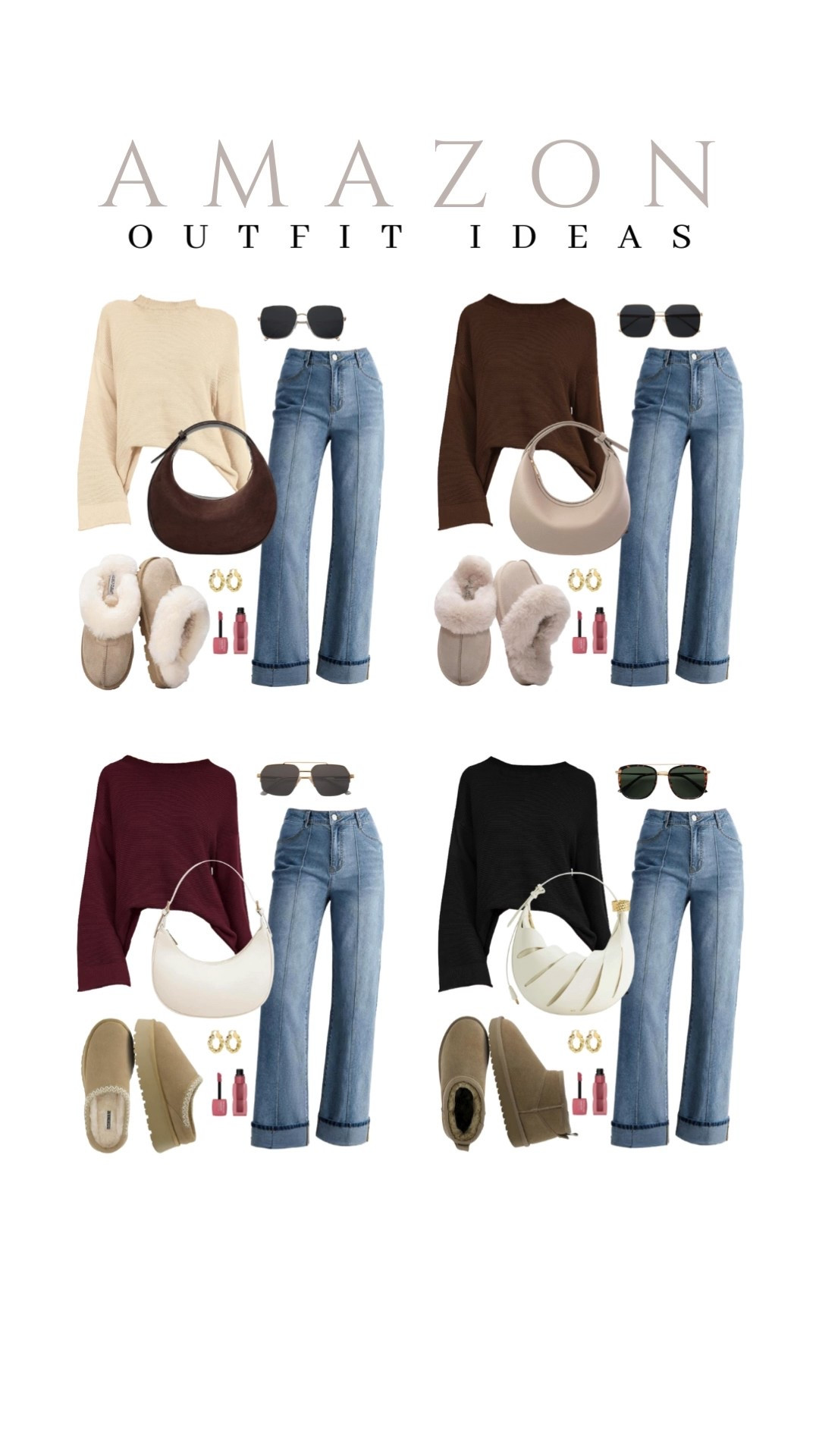 These sweaters and jeans are so easy to mix and match. Add slippers and sunglasses to complete the look!
oversized sweater, cute shoulder bag, wide leg cuffed jeans, leather ankle boots, casual outfit idea, amazon fashion, winter style, trendy look, viral fashion, affordable style, amazon favorite, top picks, best seller, fall to winter look, transiotional outfit idea

#LTKSeasonal #LTKU #LTKFindsUnder50