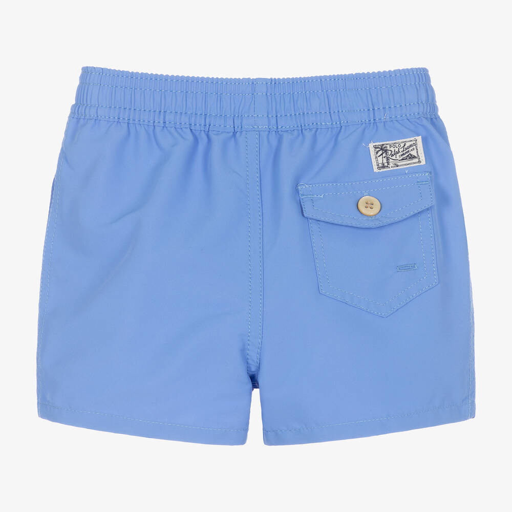 Baby Boys Blue Logo Swim Shorts | Childrensalon