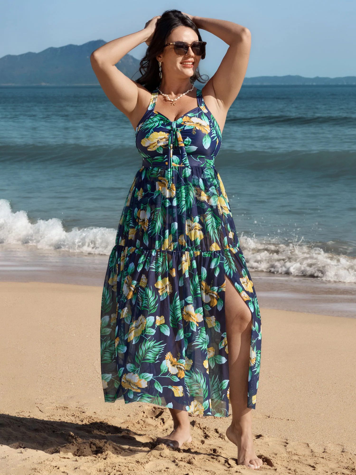 Tropical Print One Piece Swimsuit Sarong Set | Bloomchic