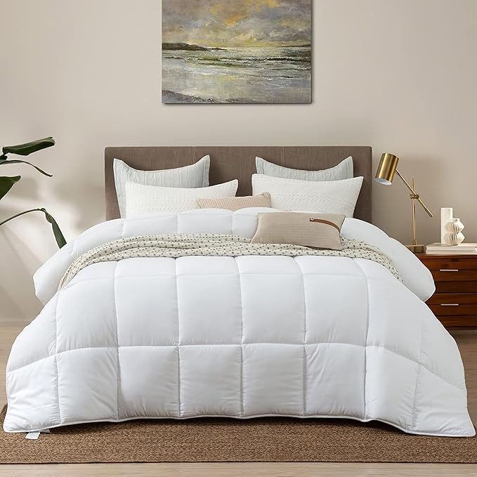 Down Alternative Comforter All Season Duvet Insert(White, Queen)-Ultra Soft Double Brushed Microf... | Amazon (US)