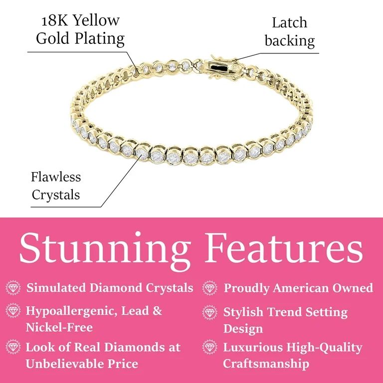 Cate & Chloe Joelle 18k Yellow Gold Plated Tennis Bracelet with Cubic Zirconia Crystals | CZ Wris... | Walmart (US)