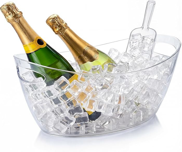 OBTANIM Clear Acrylic Ice Buckets Large Champagne Drink Cooler Storage Ice Tub with Scoops for Be... | Amazon (US)