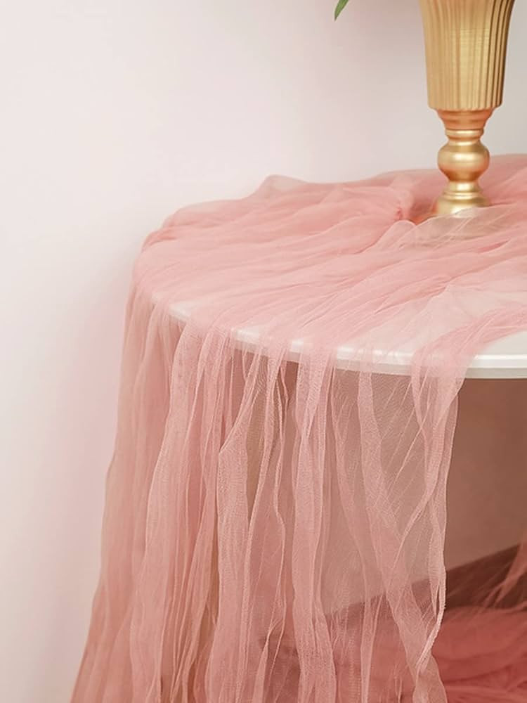 Joanlody Coral Pink Cheesecloth Table Runner 10Ft Rustic Gauze Table Runner 38x120 Inches Boho Ta... | Amazon (US)