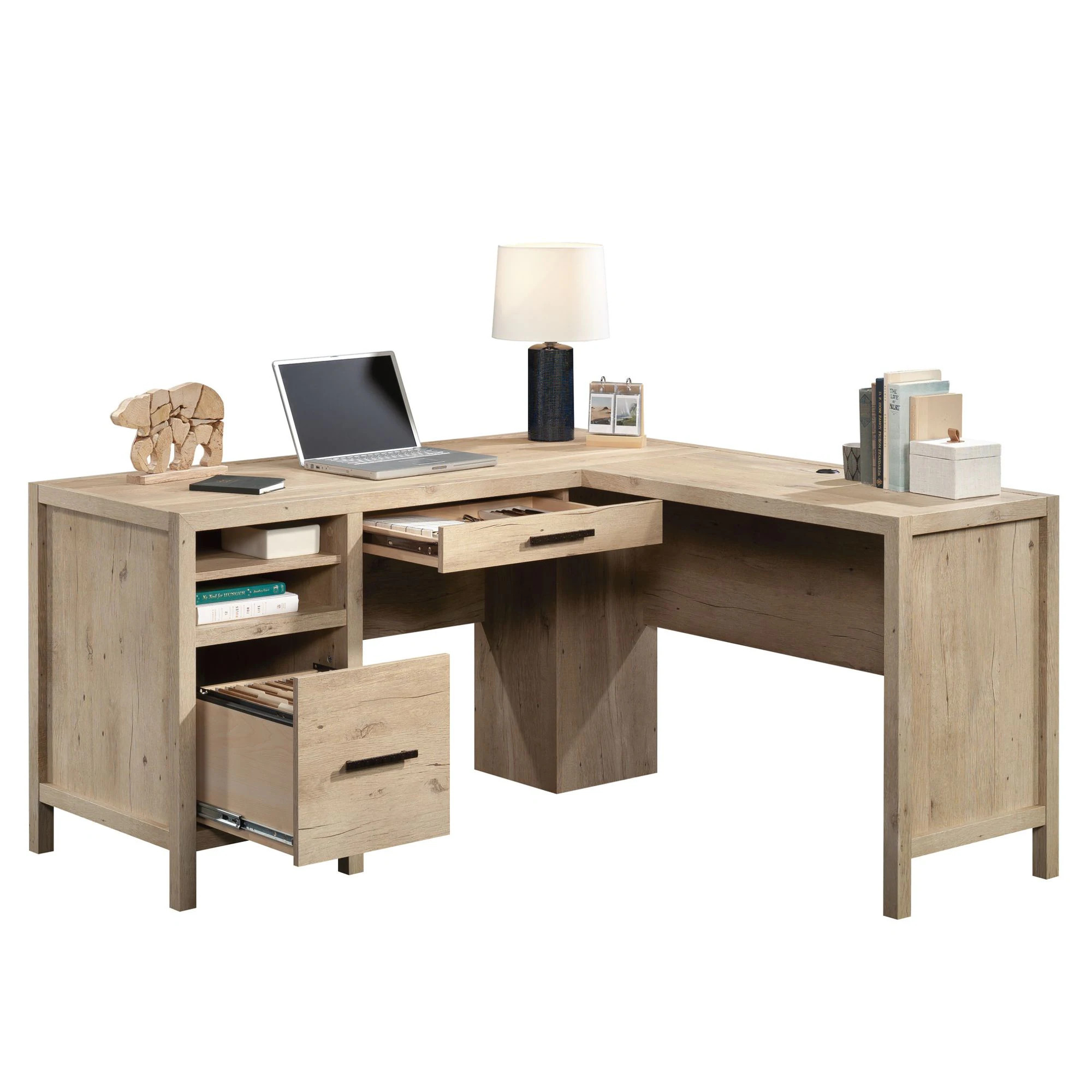 Sauder Pacific View L Desk Prime Oak finish Large | 433562 | Lowe's