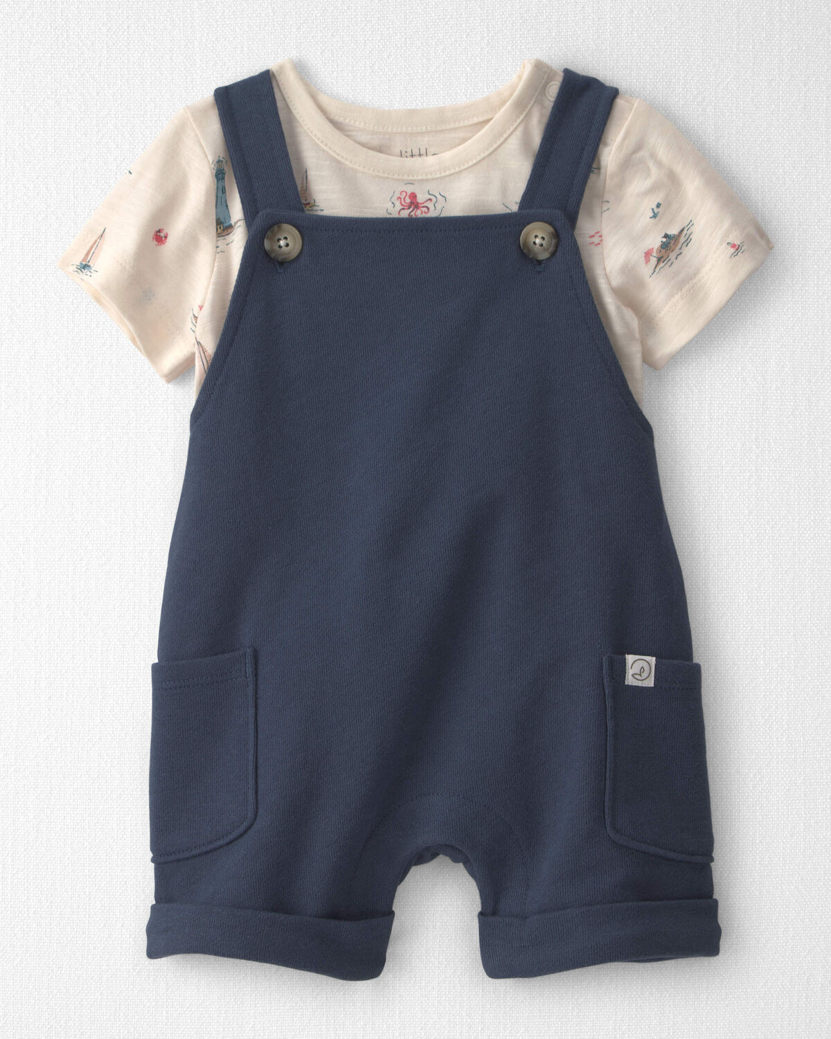 Baby 2-Piece Organic Cotton Shortall Set in Coastal Vacation - Little Planet | Carter's | Carter's Inc