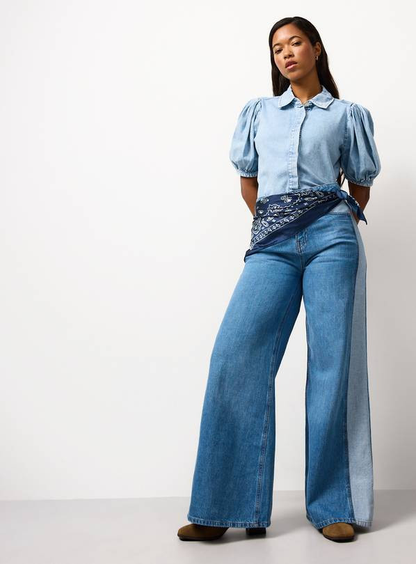 Light Blue Denim Volume Sleeve Shirt 6 | Tu Clothing