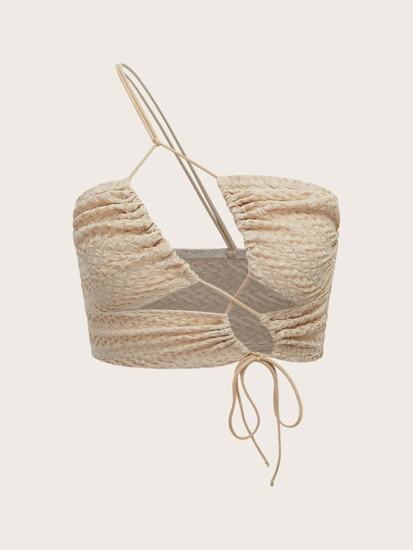 SHEIN ICON One Shoulder Cut Out Crisscross Knot Front Top | SHEIN