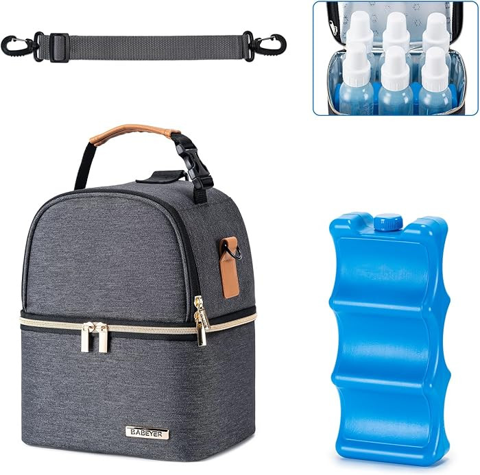 Breastmilk Cooler Bag with Ice Pack Fits 6 Baby Bottles up to 9 Ounce, Breastmilk Pump Cooler Bag... | Amazon (US)