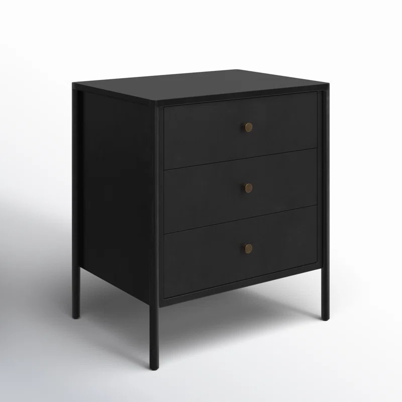 Birch Lane™ Acer 3 - Drawer Iron Nightstand in Black & Reviews | Wayfair | Wayfair North America