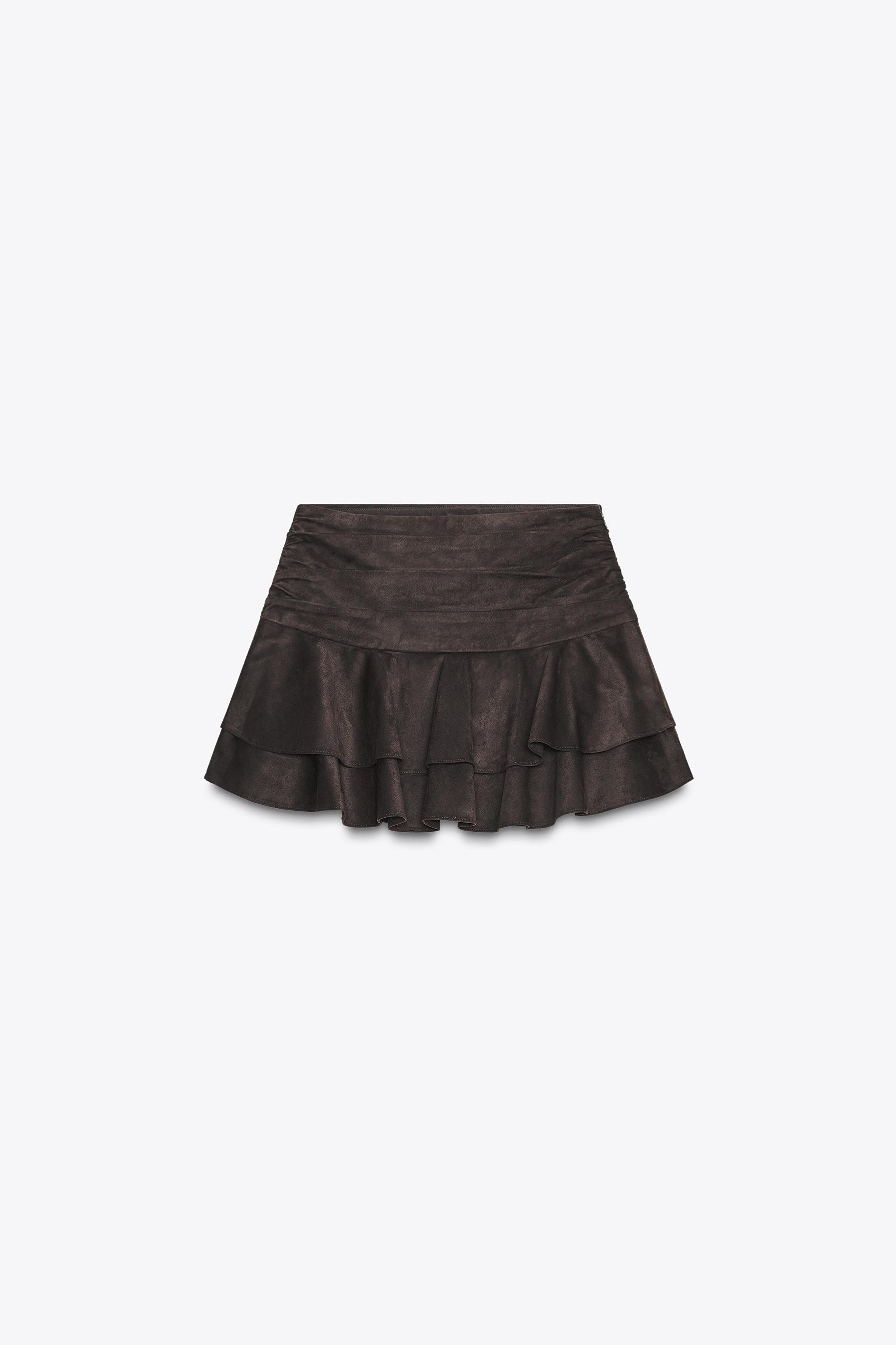 FAUX SUEDE RUFFLE SKORT | Zara US