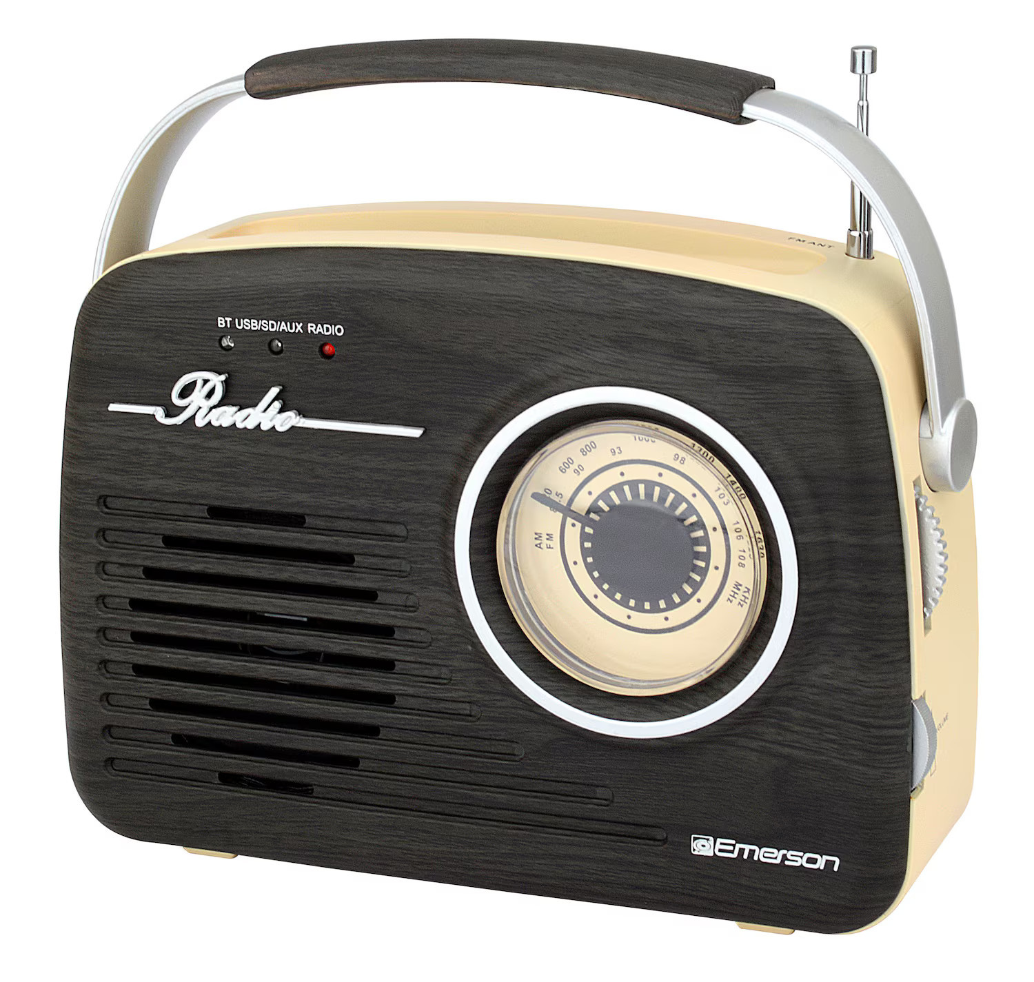 Emerson - EAS-3002 Retro Bluetooth Radio with AM/FM Tuner, USB/AUX Inputs, Rechargeable Battery, Carry Handle - ESPRESSO | Best Buy U.S.