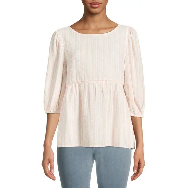 Time and Tru Women's Short Sleeve Textured Top - Walmart.com | Walmart (US)