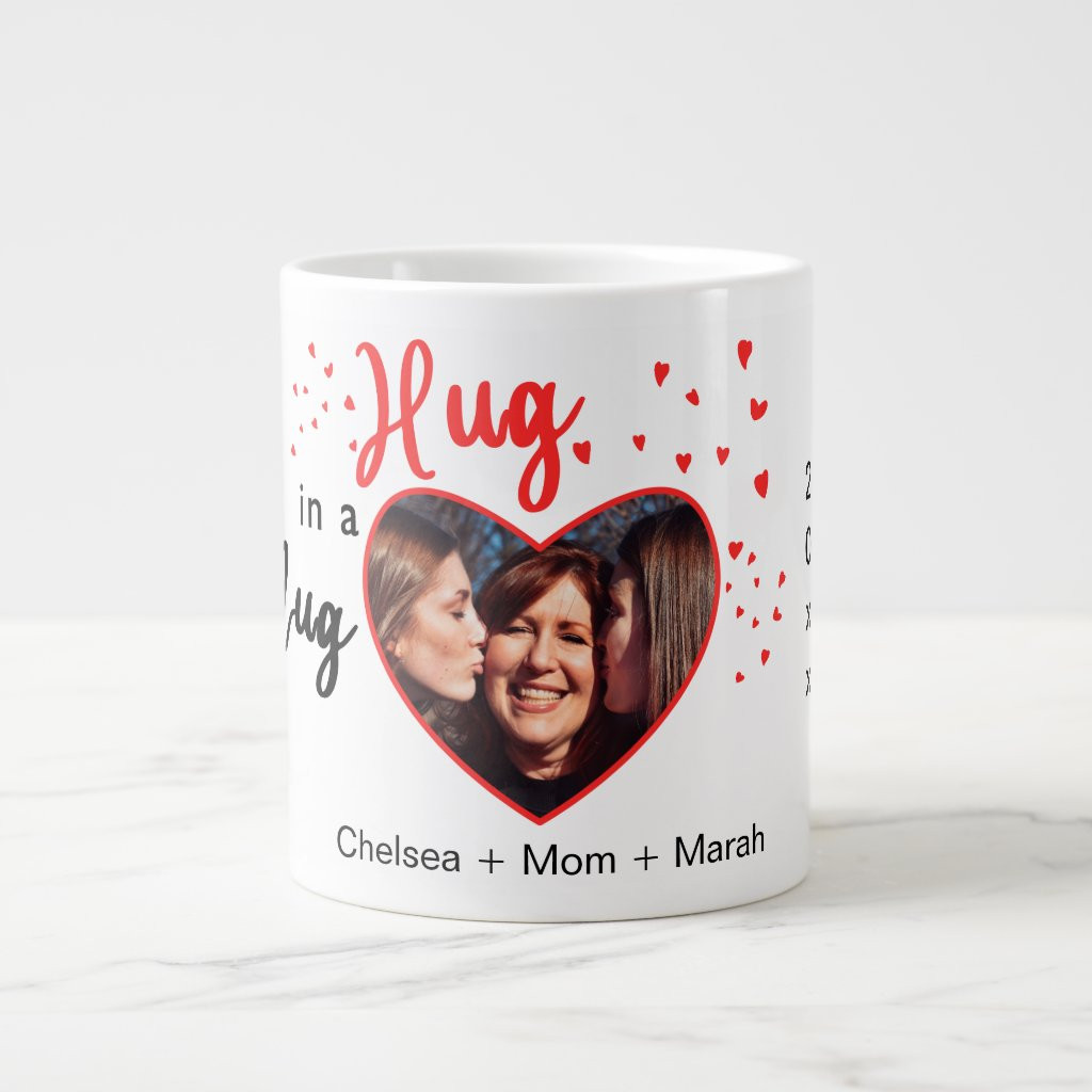 Hug in a Mug Red Hearts Cute Personalized Mom Gift | Zazzle