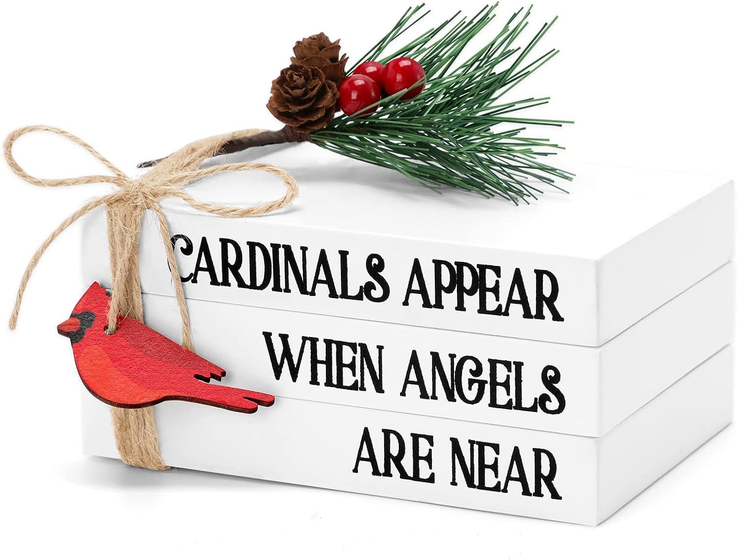 Cardinal Wooden Book Stack Red Bird Christmas Tiered Tray Decor Bar Sign Farmhouse Wooden Faux Bo... | Amazon (US)