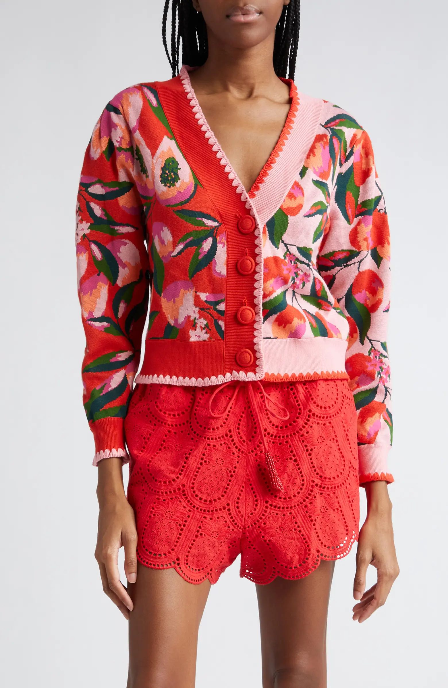 FARM Rio Papaya Jacquard Cardigan | Nordstrom | Nordstrom