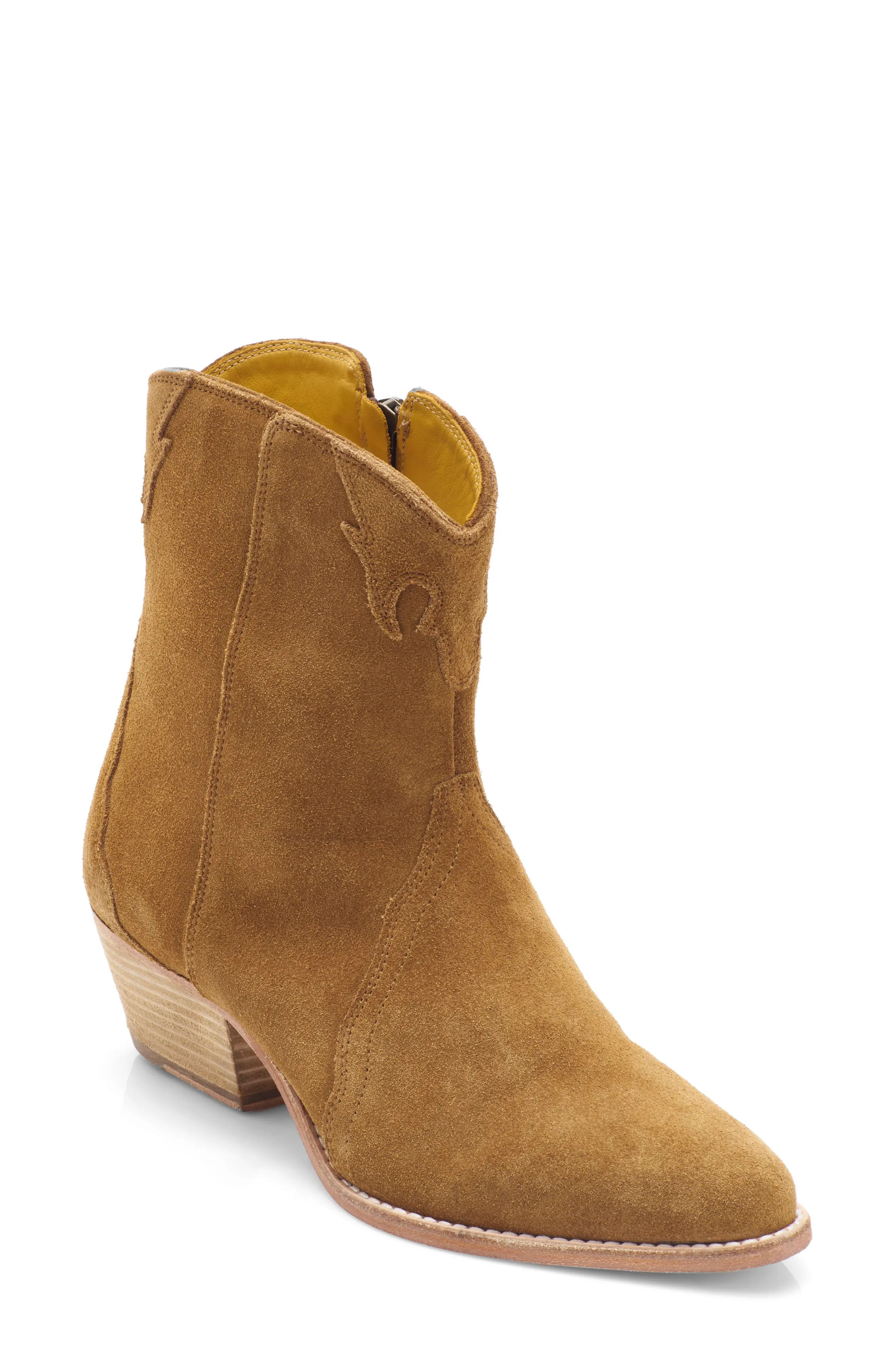 Free People New Frontier Western Bootie, Size 11Us in Camel Suede at Nordstrom | Nordstrom