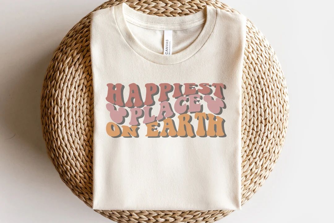 Happiest Place On Earth Retro Disney Shirt, Disney World Shirt, Disneyland Shirts, Disney Shirt, ... | Etsy (US)