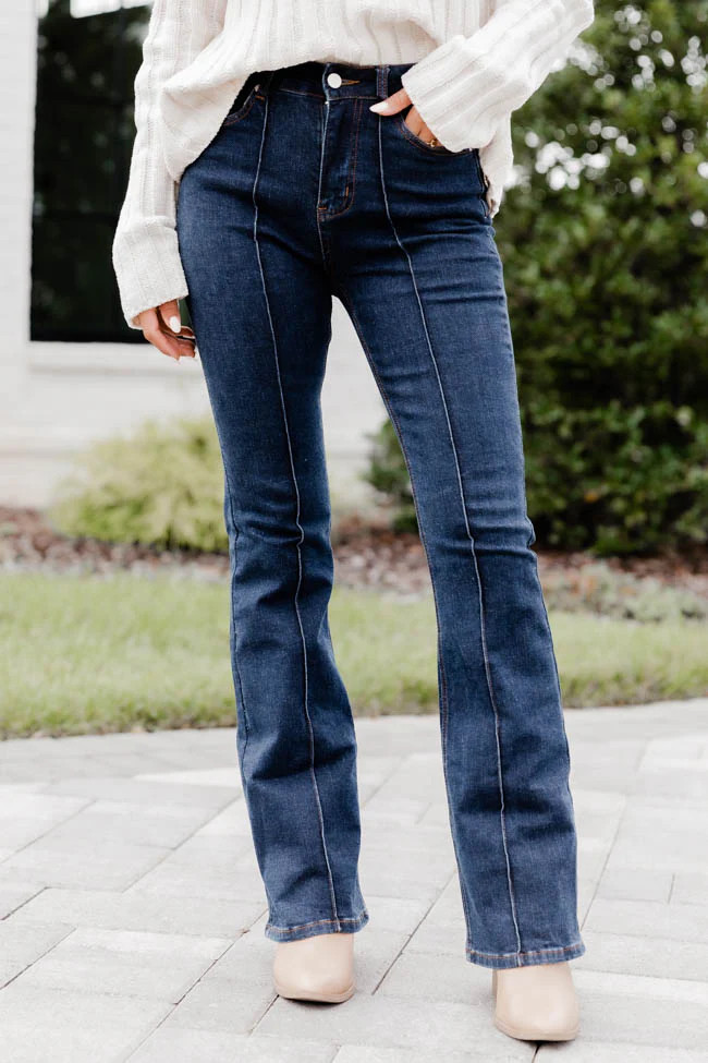 Mixed Emotions Dark Wash Jeans | Pink Lily