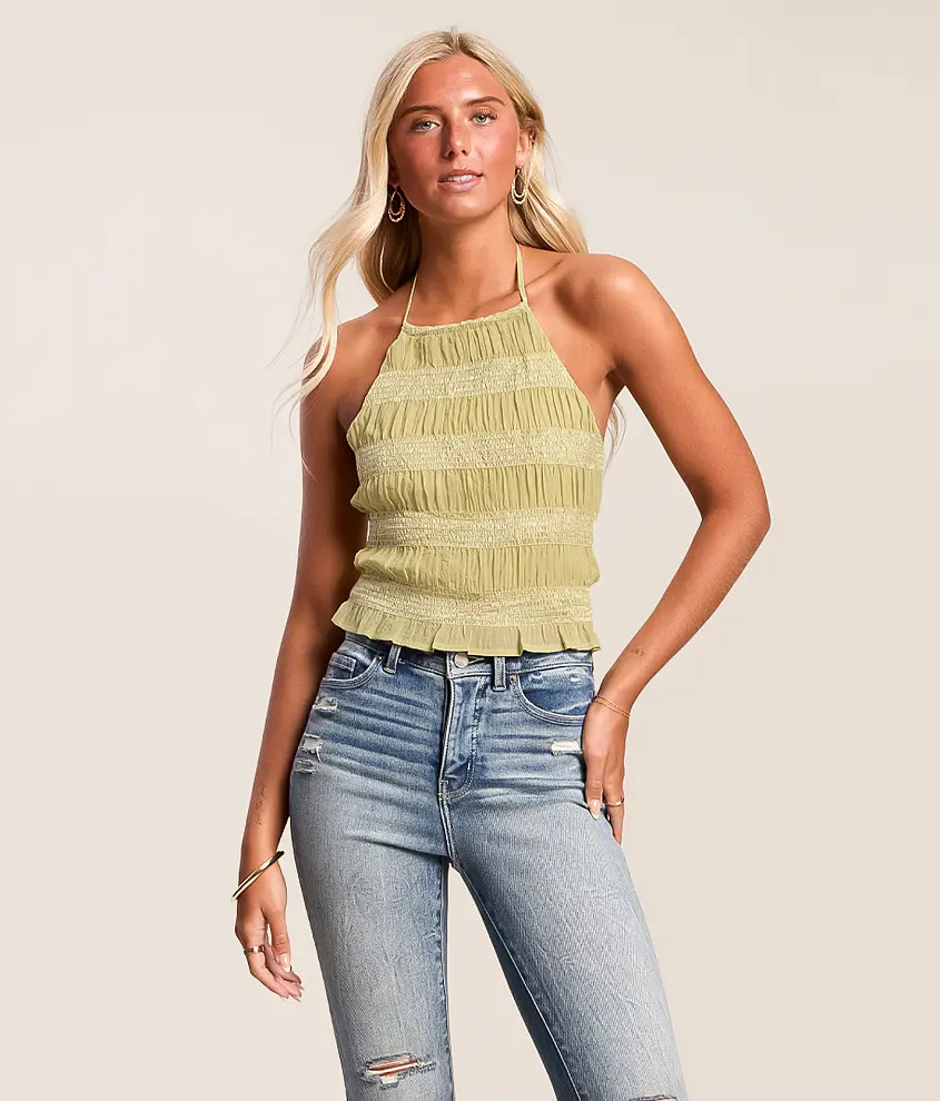 Tiered Ruffle Halter Tank Top | Buckle