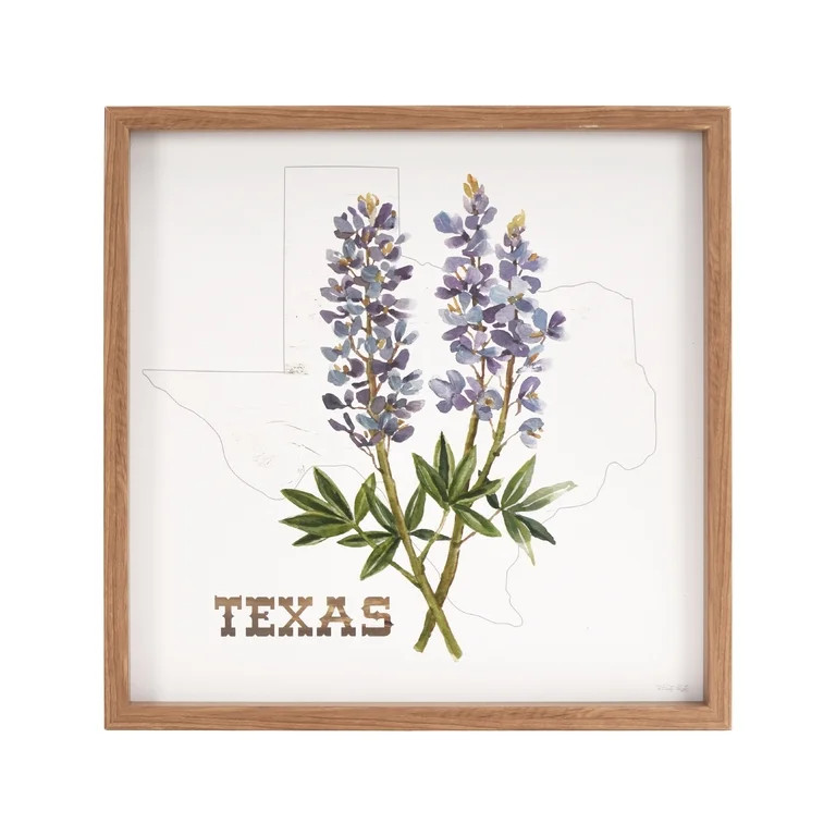 Crystal Art Gallery 16x16 Texas Flowers Framed Wall Art Decor, Bluebonnet Floral Artwork with Tex... | Walmart (US)