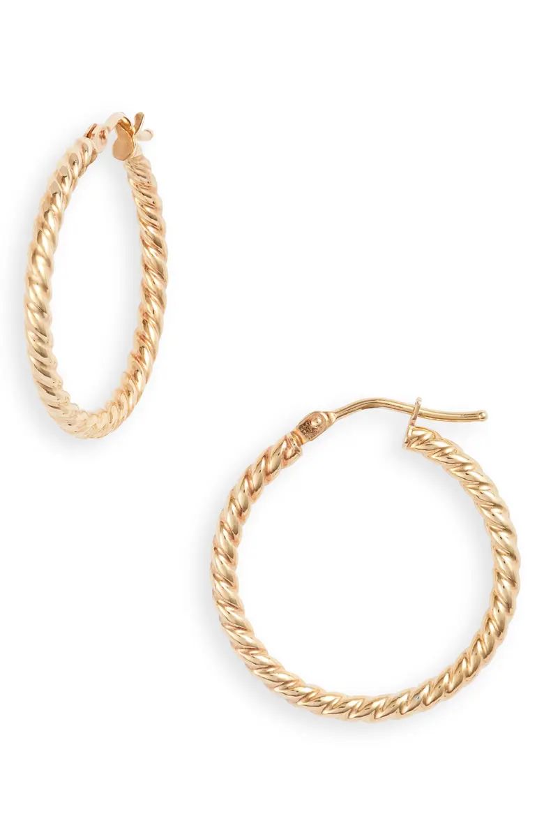 14K Gold Texture Swirl Hoop Earrings | Nordstrom