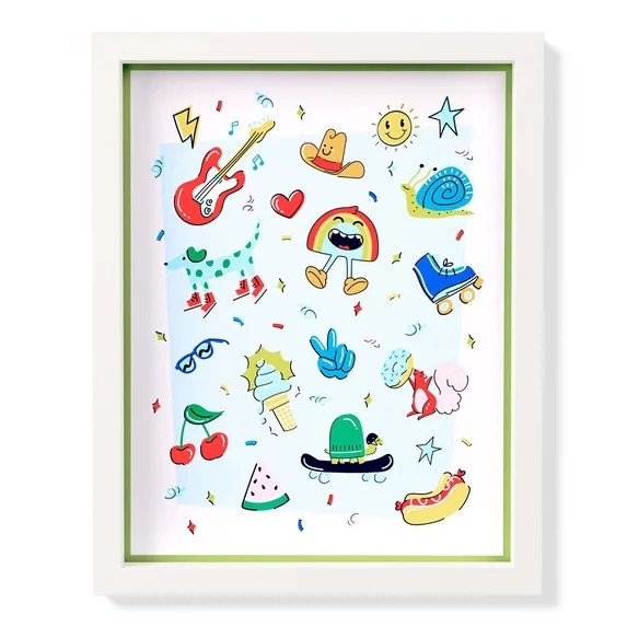 Mainstays Kids 16" x 20" Happy Icons Framed Wall Art | Walmart (US)