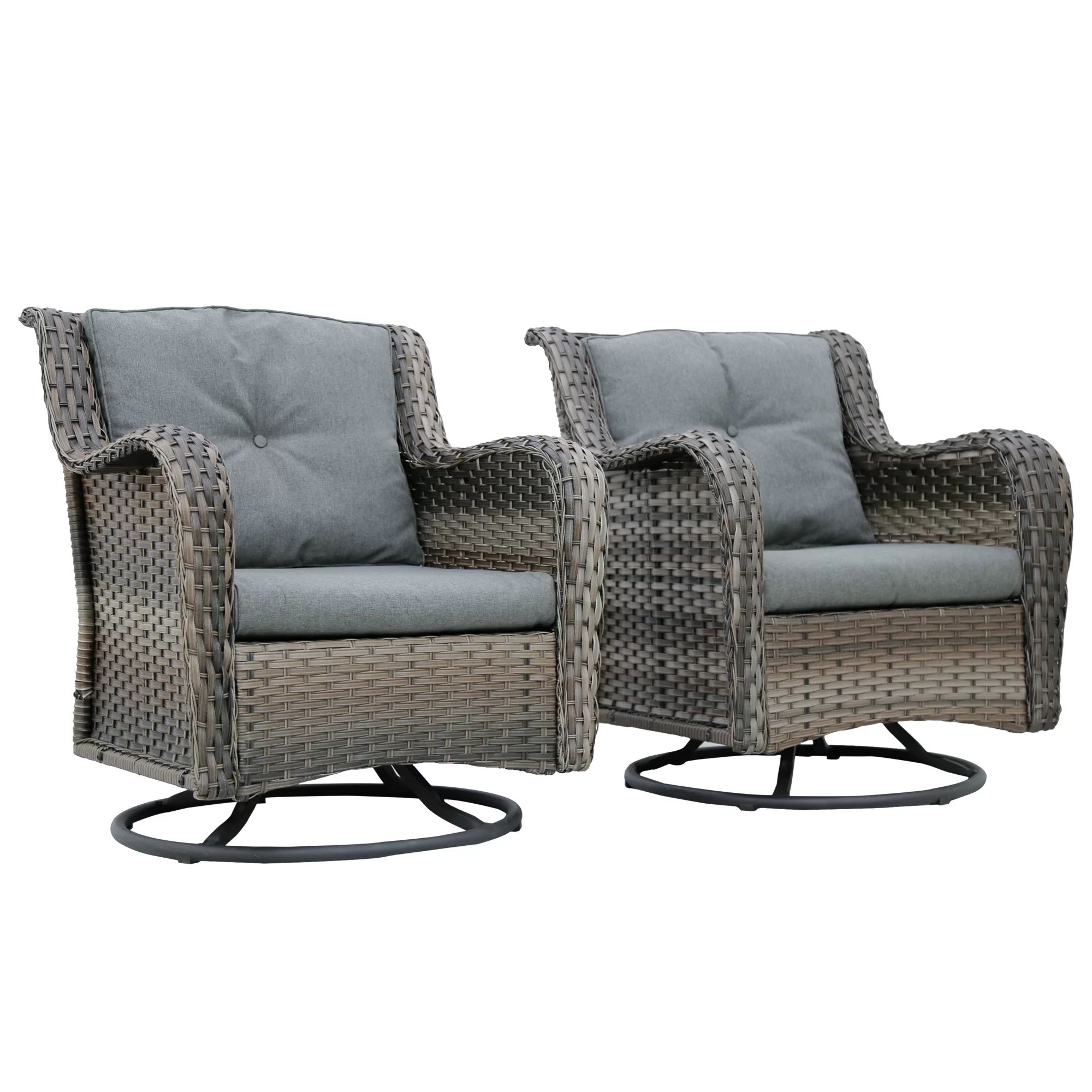 Brice Rocking Swivel Patio Chair with Cushions (Set of 2) | Wayfair North America