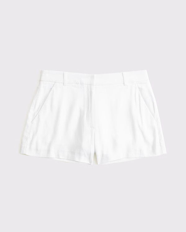 Curve Love A&F Sloane Tailored Linen-Blend Short | Abercrombie & Fitch (US)