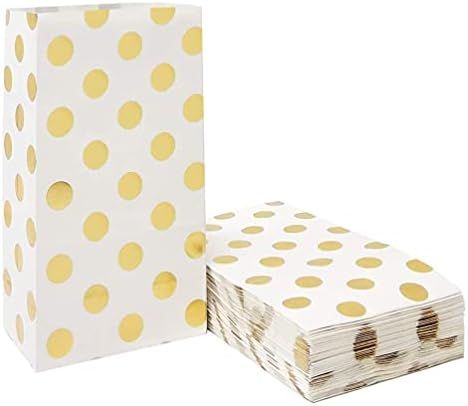 ADIDO EVA 100 PCS Gold Polka Dot Paper Bags Small Paper Party Treat Bags 5.1 x 3.1 x 9.4 Inch | Amazon (US)