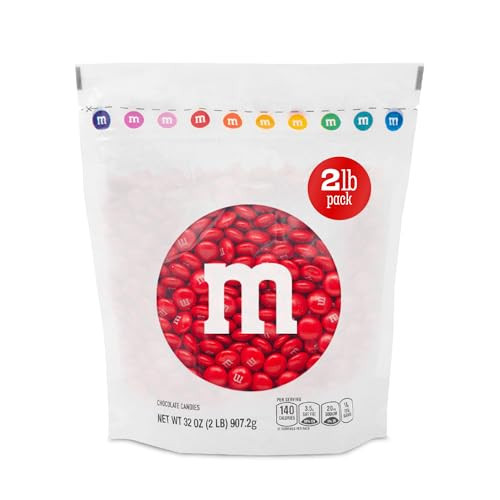M&M’S WORLD Red Milk Chocolate Candy, 2lbs of M&M'S in Resealable Pack for Candy Bars, Birthday Parties, Christmas Chocolate, Valentine's Day, 4th of July, Dessert Tables & DIY Party Favors | Amazon (US)