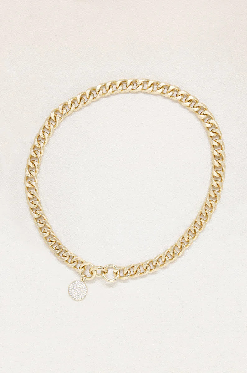 Crystal Disc Charm and 18k Gold Plated Chain Necklace | Ettika