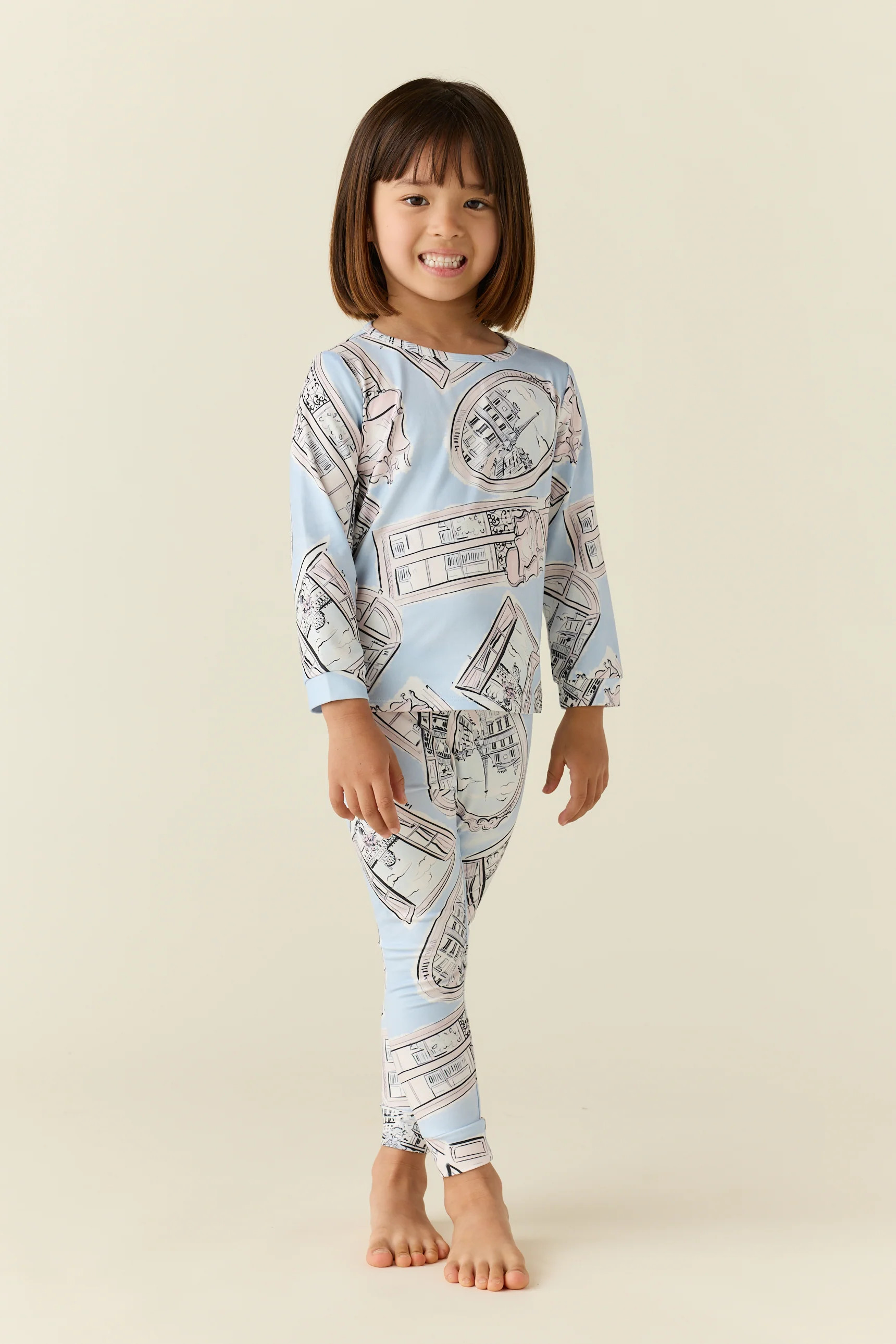 Hunter Cloud Jersey Kids Set in Parisian Postcard | MASONgrey